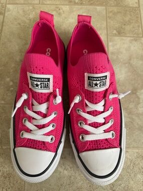 Converse Hot Pink Knit Low-Top Slip-On Sneakers